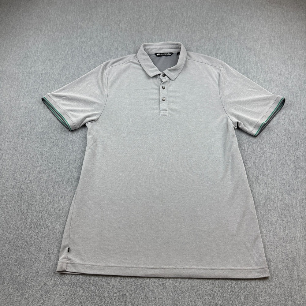 Travis Mathew Shirt Mens Large Gray Polo Stretch‎ Golf Performance Active Preppy